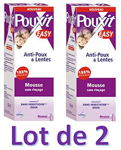 Pouxit  Espuma sin enjuagar, antipiojos y lentes, 100 ml, lote de 2 botes
