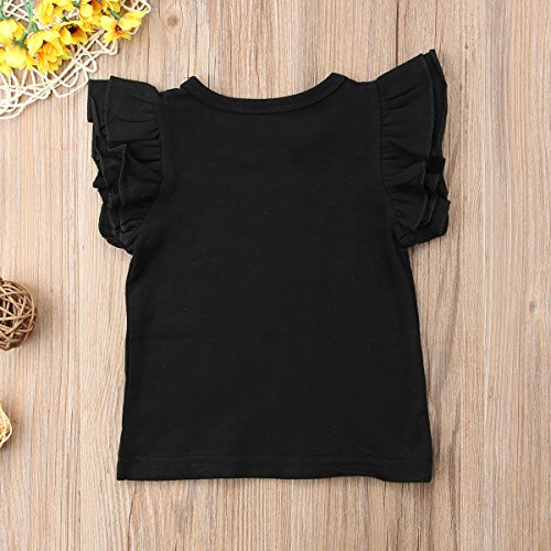 Infant Toddler Baby Girl Top Basic Plain Ruffle T-Shirt Blouse Casual Clothes (2-3 Years, Black)