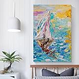 QBIREX Vela al atardecer, carteles, obras de arte, lienzo, espacio, arte estético de la pared, impresiones, cuadro para el hogar, pintura, decoración moderna, 20 x 30 cm