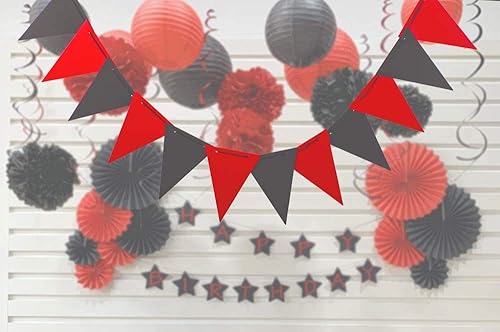 Miniatura 6 de Aimto Bandera triangular blanca de 20 pies para decoraciones de fiesta, 30 banderas