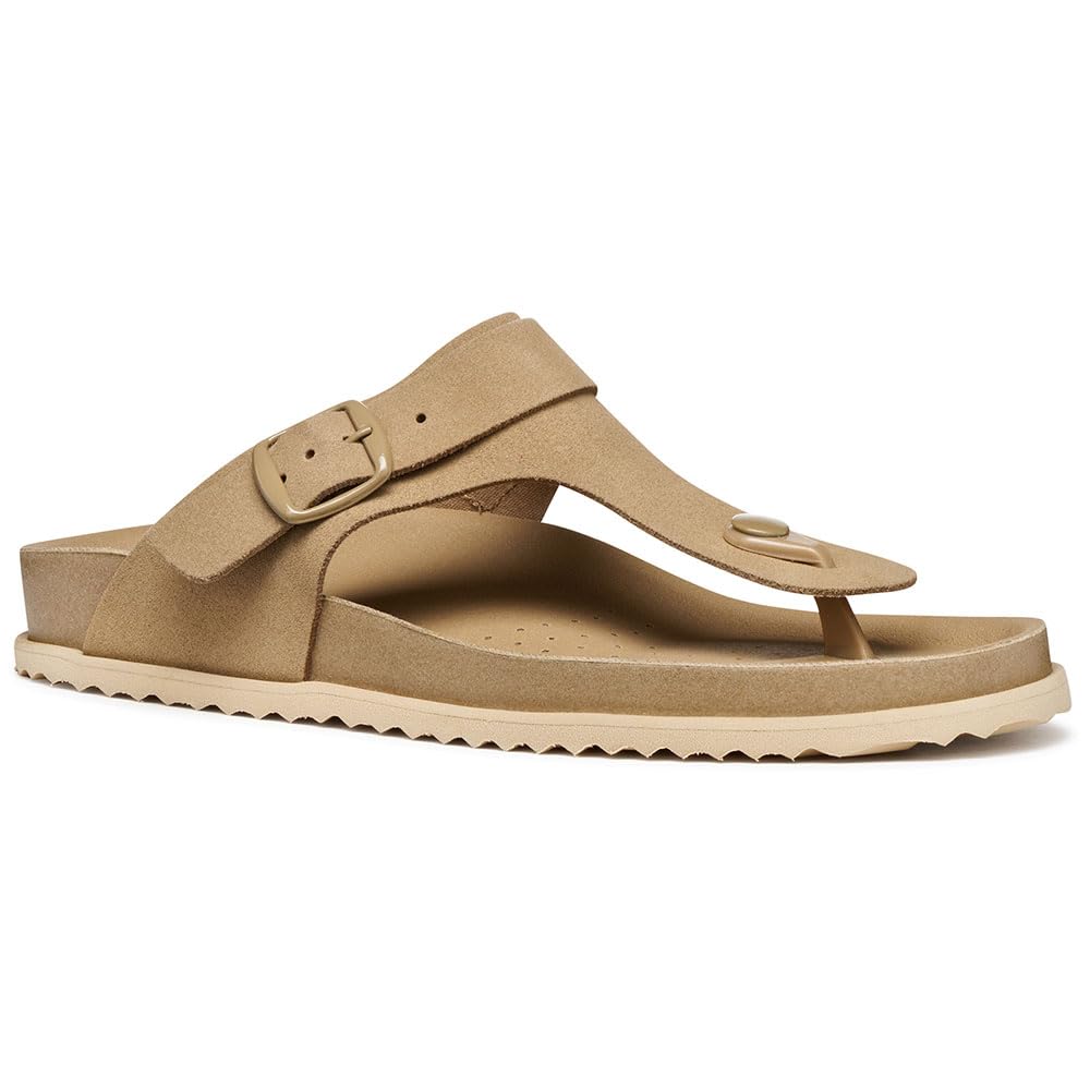 Geox Women's D SANDYBETT B Flat Sandal, LT Taupe, 38 EU