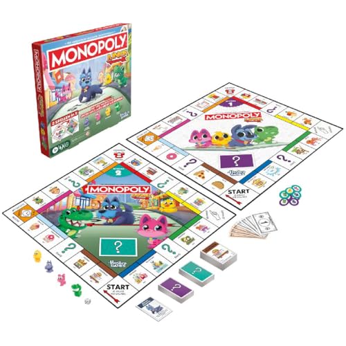 Monopoly Juego de mesa junior (edición 2026) | 2 juegos en 1 para niños más pequeños, tablero de 2 lados | Edad 4+ | 2-4 jugadores | 20 min | Regalos para preescolares - Versión holandesa