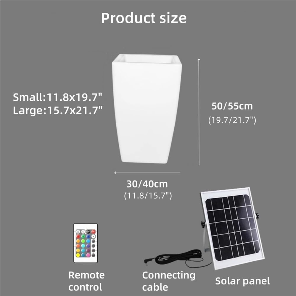 Doniczka solarna do użytku na zewnątrz, 16 kolorów LED, plastikowa doniczka na kwiaty, wielofunkcyjna lampa trawnikowa, odpowiednia na taras, trawnik (duża)