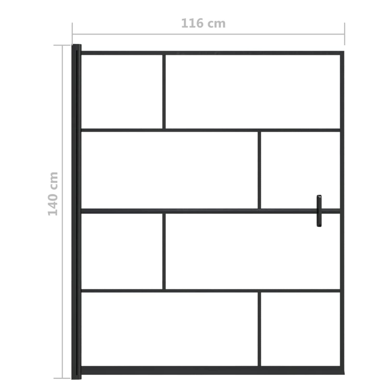 Mampara de Ducha ESG Negro 116x140 cm, Mampara Bañera, Mampara Baño Ducha, Cabina De Ducha, Mampara Baño 150751