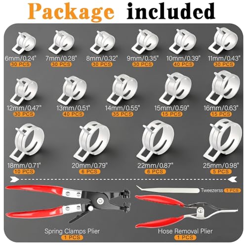 Image of Spring Hose Clamps Kit with Plier & Hose Removal Tool,355Pcs