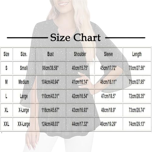 Shimmery Top Sequin Tops for Women Dressy V Neck Ruffle 3/4 Sleeve Sparkly Going Out Top Fall Womens Clothes 2026 Blusas De Verano para Mujer Wardrobe Capsule Woman Over 50 Black - image 3