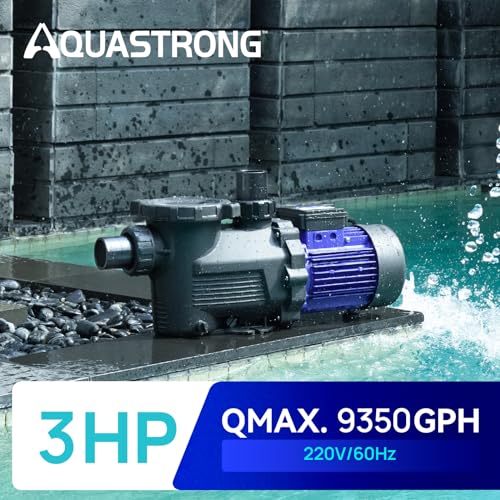 Image of Aquastrong 3HP In /Above Ground Pool Pump, Single Speed, 220V, 9350GPH, High Flow, Powerful Self Primming Swimming Pool Pumps with Filter