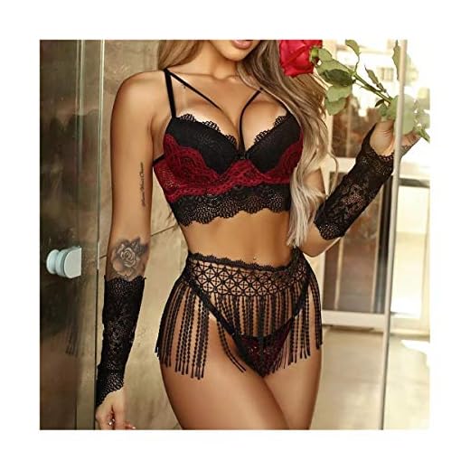 HIZQ Conjuntos De Lencería para Mujeres, Ropa Travestis Eróticos Cosplay Body Culotte Sexys Encaje Up Sujetador con Conjunto De Sexy Y Tanga De Lencería Mujer Encaje Atractivo Disfraces,S