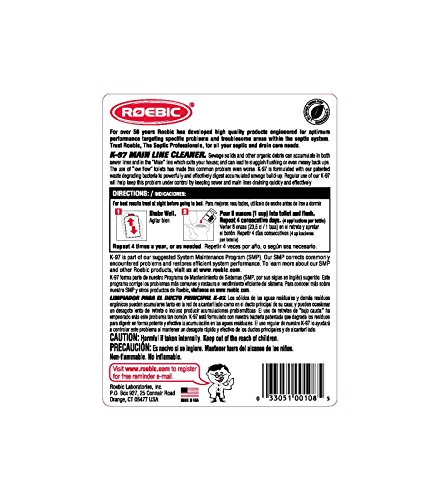 Roebic K-77 Destapacaños Líquido para Sistemas de Alcantarillado y Sépticos, FRK-1LB Destapacaños Espumoso, Elimina Raíces y Detiene su Crecimiento, K-97 Limpiador de Tuberías Principales, 32 Onzas miniatura 7
