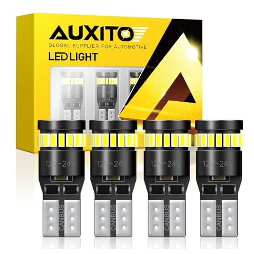 AUXITO 194 LED Bulb 6000K White Canbus Error Free, 168 175 2825 W5W T10 LED Replacement Light Kit for Car Interior Map Marker Dome License Plate Lights Exterior Lights, Pack of 4