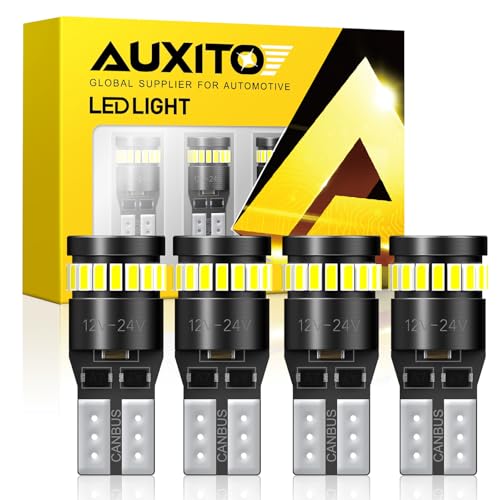 Image of AUXITO 194 LED Bulb 6000K White Canbus Error Free, 168 175 2825 W5W T10 LED Replacement Light Kit for Car Interior Map Marker License Plate Parking Dome Lights, Pack of 4