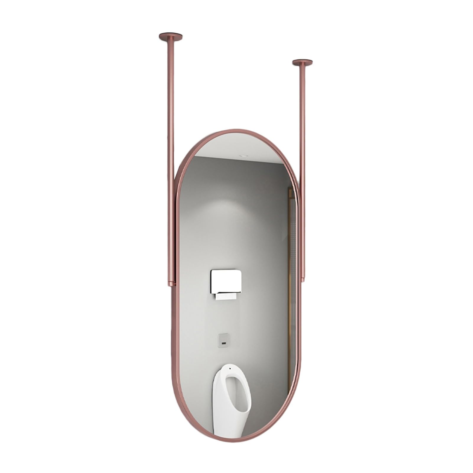 MESOVFCA Oval Ceiling Mirror, Vanity, Shaving with Metal Frame, Suitable for Bathrooms and(Rose Gold,60x100cm)