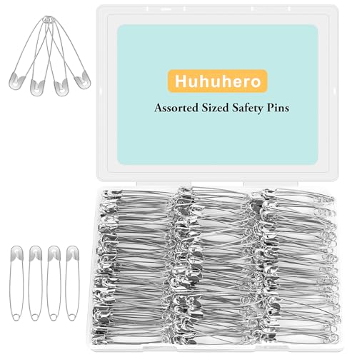 Image of Huhuhero 200Pcs Safety Pins for Clothes, 2.2 inches Large Heavy Duty Safety Pins, Rust-Resistant Nickel Plated Steel Big Pin for Sewing Clothing, Art & Craft Supplies