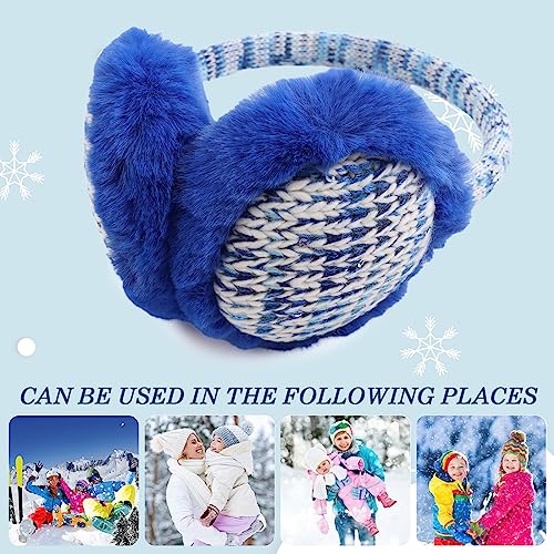 Pesaat Winter Earmuffs For Kids Outdoor Boys Knitted Ear Cover Plush Toddler Girls Ear Warmer 3-8 Years (Royal Blue) #TOP3