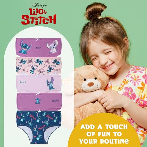 Disney Stitch Girls Panties, Comfy Breathable Cotton Underwear for Kids and Teenagers, Pack of 5 - Stitch Gifts3