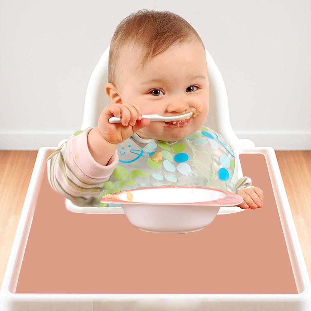 Baby High Chair Placemat for Antilop High Chair, Silicone Mat for Antilop Baby High Chair Tray Accessories, Finger Foods Placemat for Toddler and Babies Girls… (Peach)