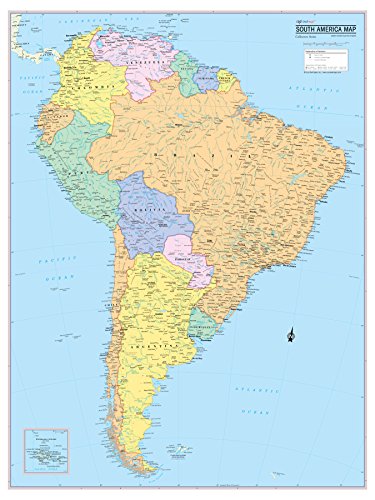 Cool Owl Maps South America Continent Wall Map - Rolled Paper (24