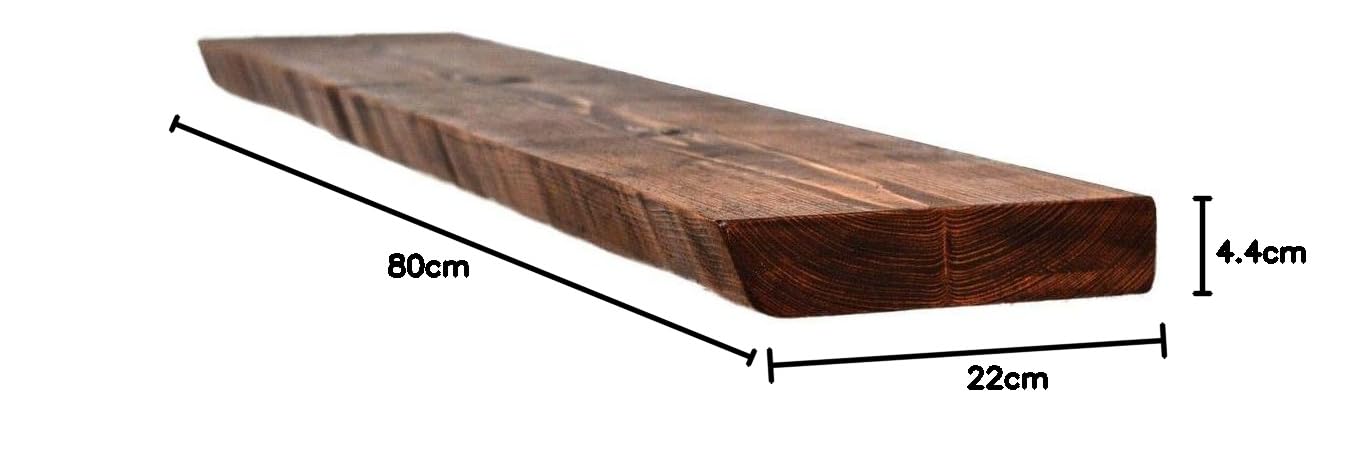 Chill House Waney/Live Edge Rustikal Wandregal 22x4.4cm, Teak, 80cm