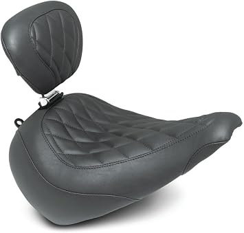 Mustang 83025 Wide Tripper Solo Seat with Driver Backrest - Diamond Stitch - Black