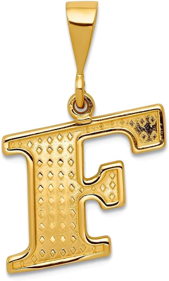 JewelryWeb 16mm 10k Solid Yellow Gold Letter Name Personalized Monogram Initial Pendant Necklace Pendant for Women