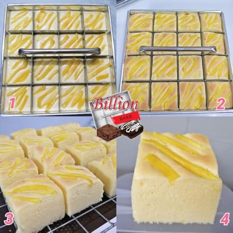 Brownie Cutter With Pan Stainless 100% 6,7,8,9,10,11,12 Inch Heavy duty Baking Tray with Slicer Ensures Perfect Crispy Edges Bakeware Tray (5x5 6 Pcs., Cutter)