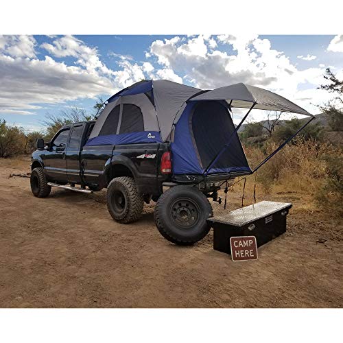 Napier Sportz Vehicle Specific Compact Short Truck Bed Portable 2 Person Outdoor Camping Tent With Optional 4 X 4 Foot Sun Awning, Blue #TOP6