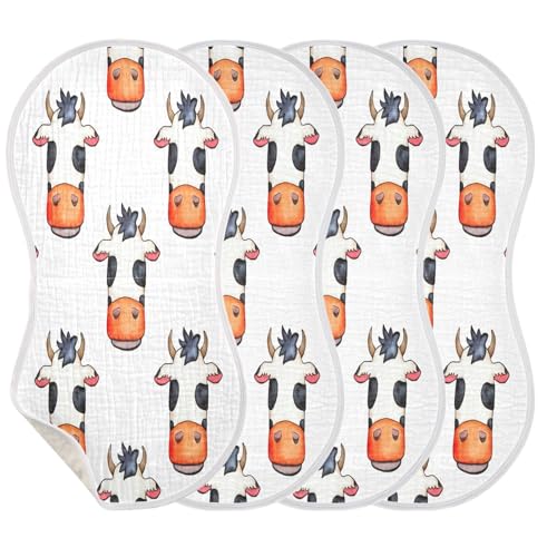 Kigai Cute Cow Baby Burp Cloths Extra Soft and Absorbent Burping Rags Cotton Burping Clothes Baby Washcloths for Newborn Boys Girls - 1 Pack3