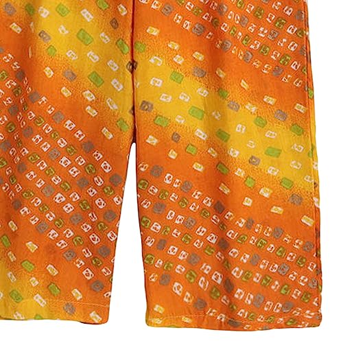 Image of Hopscotch Girls Regular Fit Cotton Bandhani Print Pant in Yellow Color