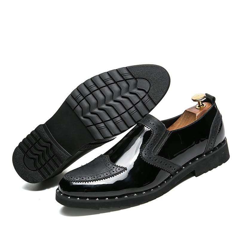 Santimon Men's Patent Leather Loafers Patchwork Slip-On Casual Shoes Formal Business Party Prom Shoes for Men4