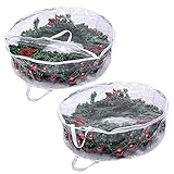 WDDH 2 Pack Wreath Storage Bag 30in | Clear Everyday Bag, Stores Two 30Inch Wreaths, Garland Holiday