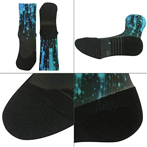 Huso Mtb Socks Men's Women's Youth Galaxy Painting Colorful Athletic Crew Holiday Socks Seamless Light Cushion Mid Calf Crew Socks 7 Pairs (Multicolor, L/Xl) #TOP2