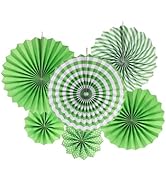 Auliuse 6Pcs Hanging Paper Fans Party Decorations, Green Paper Fans Decoration Ceiling Wall Decor...