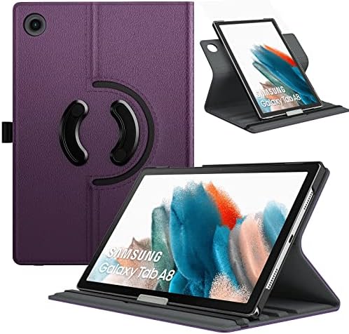 TiMOVO Case for Samsung Galaxy Tab A8 Case 10.5 inch 2021/2022 (SM-X200/SM-X205), 90 Degree Rotating Swivel Leather and Auto Wake-Sleep Function Case Fit Samsung A8 Tablet Case, Black