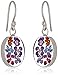 Sterling Silver Pressed Flower Small Oval Drop Earrings