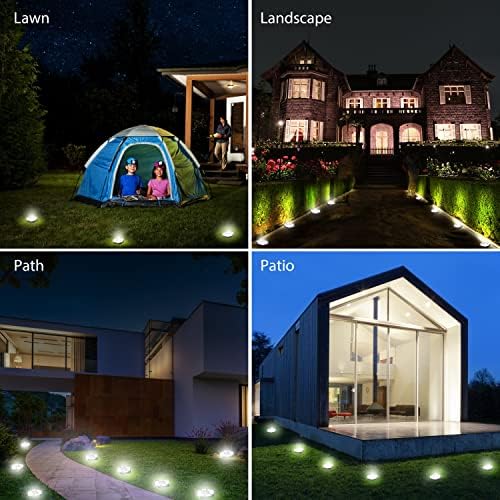 Gintenco Solar Lights Outdoor Garden, Solar Ground Lights, IP67 Waterproof Garden Floor Lights, 12-LED White Solar Disk Lights for Lawn Pathway Patio Garden [Energy Class A++](4 Packs)