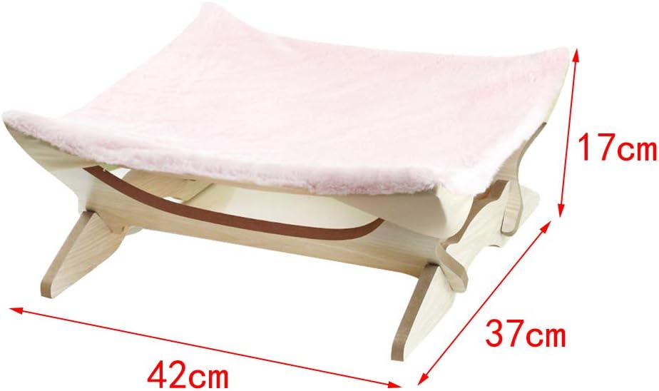 review Yajuyi Cat Hammock Cat Lounge Beds for Indoor Pet Wooden Holder, Pink, 42 x 37 x 17cm