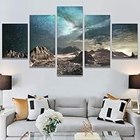 SIGNWIN 5 Panel Canvas Wall Art Modern Art Astronomy & Space Cosmic Decorative Elements Dramatic Multicolor Photography for Home Decorations Ready to Hang - 60