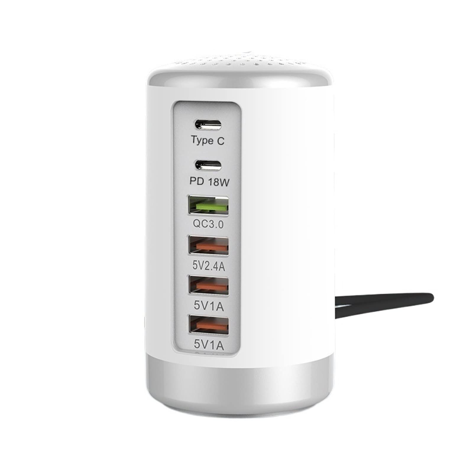 Chargeur USB, Concentrateur de chargeur USB multi-ports QC3.0 65W chargeur rapide USB multi 6 ports Type C PD chargeur Station de chargement de téléphone portable(blanc)