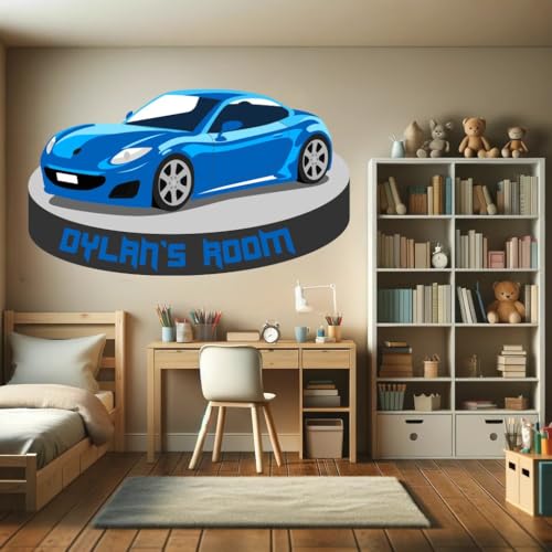 Vinilo Decorativo Personalizable para Pared con Auto Azul miniatura 3