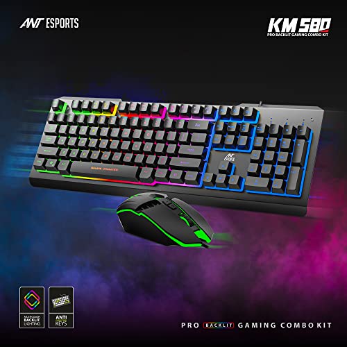 Image of Ant Esports KM580 Wired USB Gaming Backlight Keyboard and Mouse Set, LED Wired Gaming Keyboard and Programmable Gaming Mouse for PC /Laptop /Mac - Black