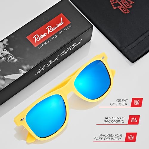 Image of Retro Rewind Polarized Sunglasses for Women Men - UV400 Classic Square Vintage Shades Trendy Unisex Sun Glasses