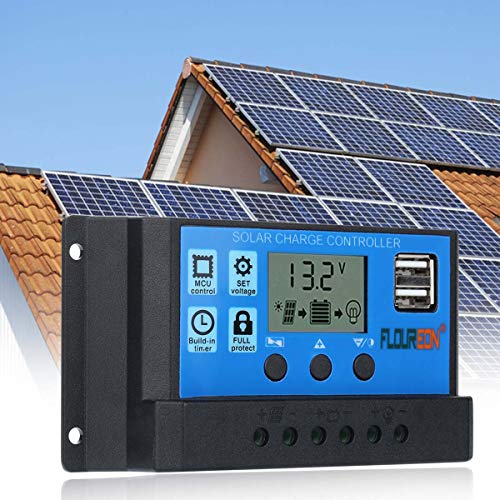 External Battery Pack,FLOUREON 30A Solar Charge Controller Solar Panel Battery Intelligent Regulator Blue - Thumbnail 5