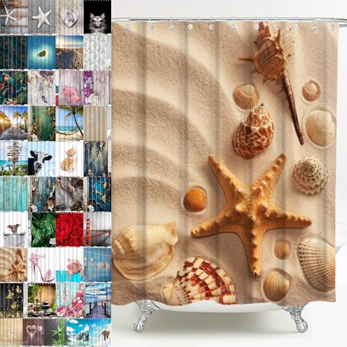 Sanilo Duschvorhang, viele schöne Duschvorhänge zur Auswahl, hochwertige Qualität, inkl. 12 Ringe, wasserdicht, Anti-Schimmel-Effekt (Sanibel)