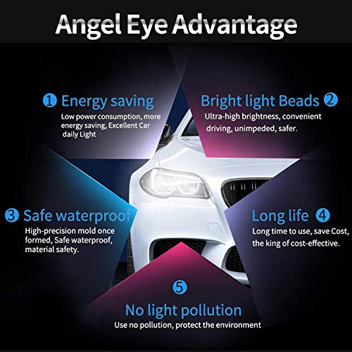 Bombillas H8 LED Angel Eyes 12W para BMW E90 E92 X5 E70 Z4 E89 Sin Error CANBUS 5
