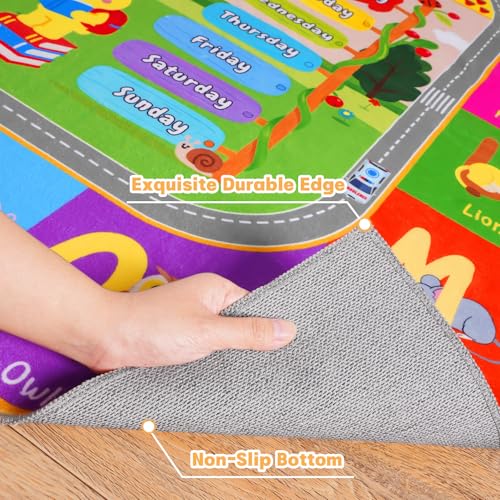 Pionblank Kids Rug for Bedroom Playroom Classroom Kindergarten, 3x4 Educational Area Rugs with ABC Alphabet Numbers Color Season Month for Toddler Nursery Girls Boys