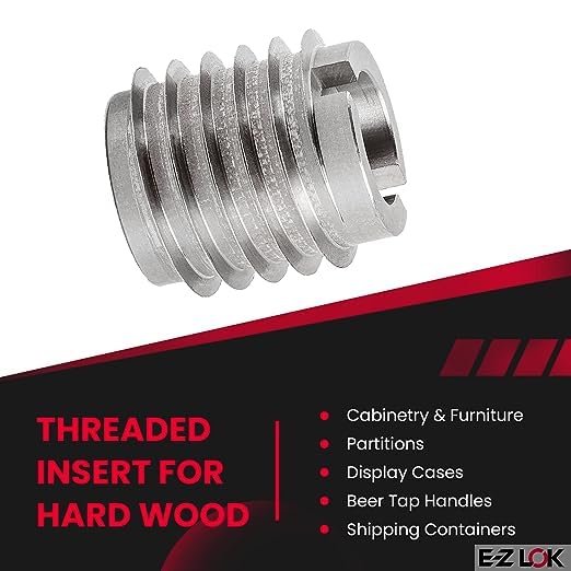 Image of E-Z LOK Knife Threaded Insert for Hard-Wood, Stainless Steel Thread Inserts 3 /8-16 (Pack of 100)