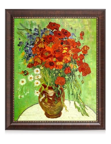 DECORARTS Vincent Van Gogh Wall Art Framed, Red Poppies and Daisies,19x23''