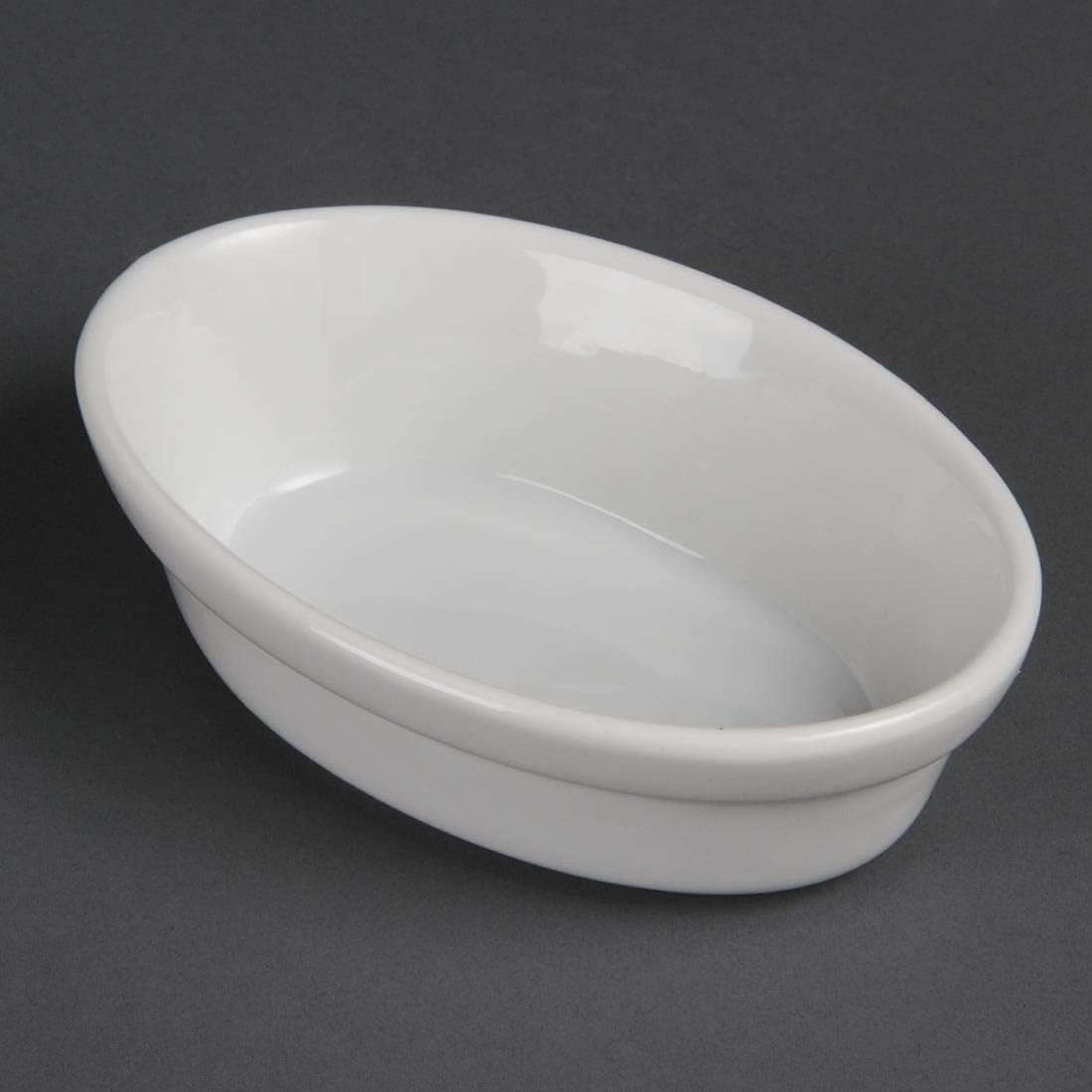 Olympia Whiteware Oval Pie Bowls 145mm (Pack of 6) - Oven, Microwave, Freezer and Dishwasher Safe DK806