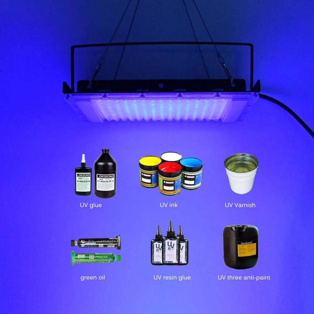 50W 100W 200W 300W Lampa utwardzająca żywicę 395NM 405nm 365nm LED ultrafioletowa UV Drukowanie Malowanie natryskowe Żywica Tusz klej Wielorakie zastosowania(365nm X 395nm,200W)