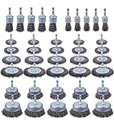 Rocaris 40 Pack Carbon Steel Wire Wheel Brush with 1/4-Inch Hex Shank, Cup Brush, Wheel Brush, Pe...